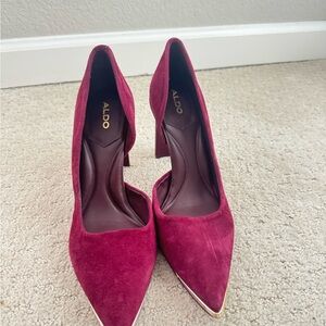 Aldo Deep Red Suede Heels